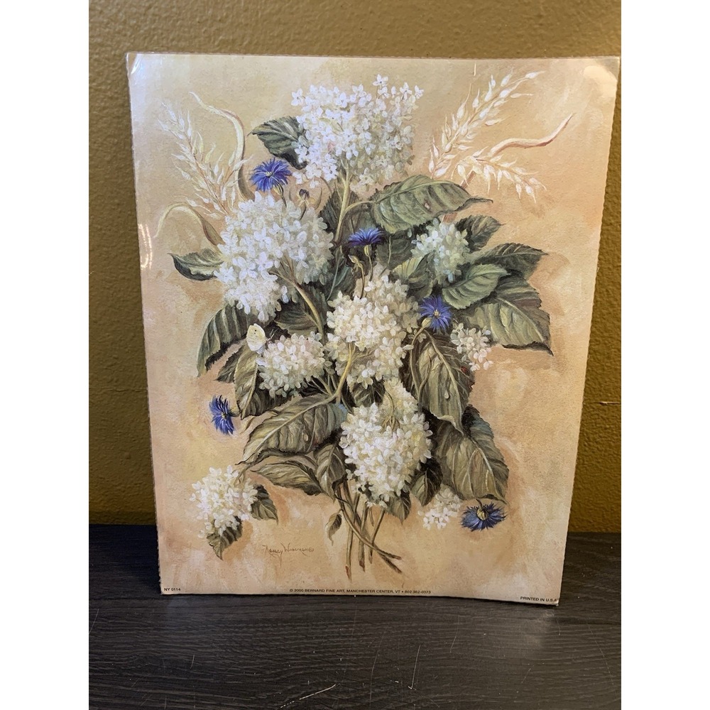 Vintage Hydrangea Floral Matted Art Print‎ Art 8"x10"  Artist Nancy Wiseman